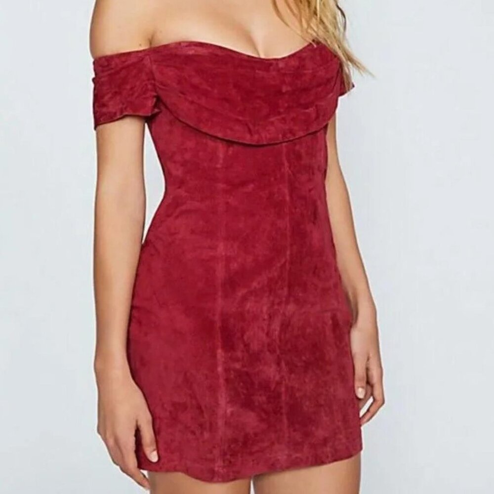 New Free People Maria Suede Bodycon Dress size 10 MSRP: $300